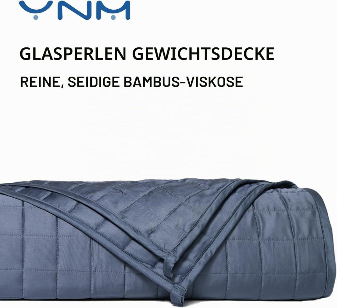 YnM Kühlende gewichtete Decke, Viskose aus Bambus mit hochwertigen Glasperlen (Blaugrau, 152 cm x 20