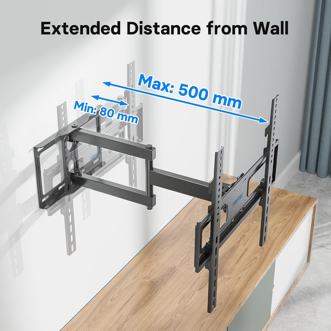 BONTEC TV Wandhalterung für 26-65 Zoll Flach- und Curved-Fernseher, Schwenkbar und Neigbar, Ausziehb