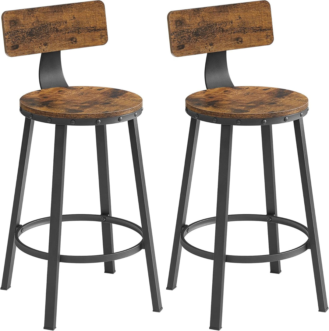 VASAGLE Barhocker, 2er Set, Barstühle, Küchenstühle mit Metallgestell, Sitzhöhe 62,5 cm, einfache Mo