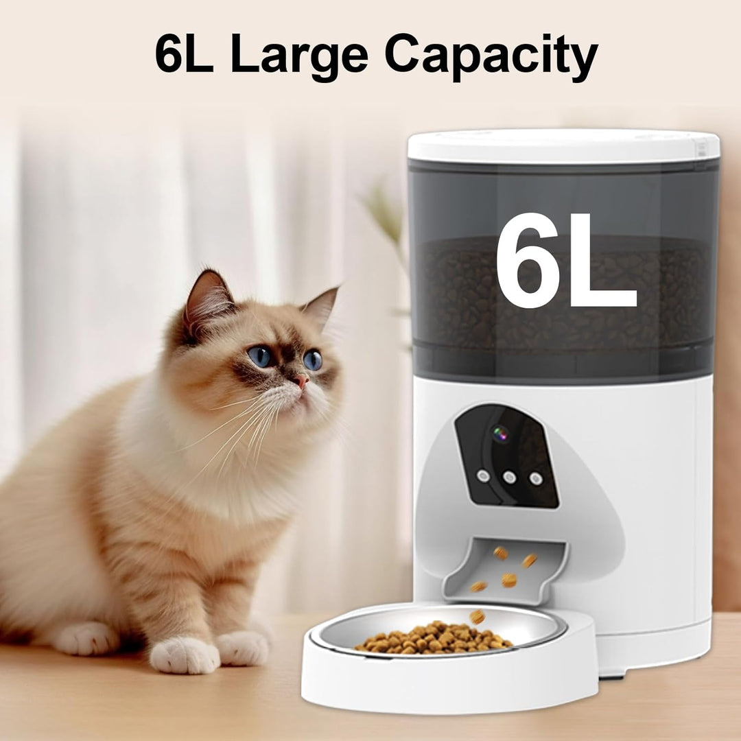 ANTELA Futterautomat für Katzen Hunde 6L mit Video 3MP, 2,4GHz WLAN Futterspender, App-Steuerung, Re