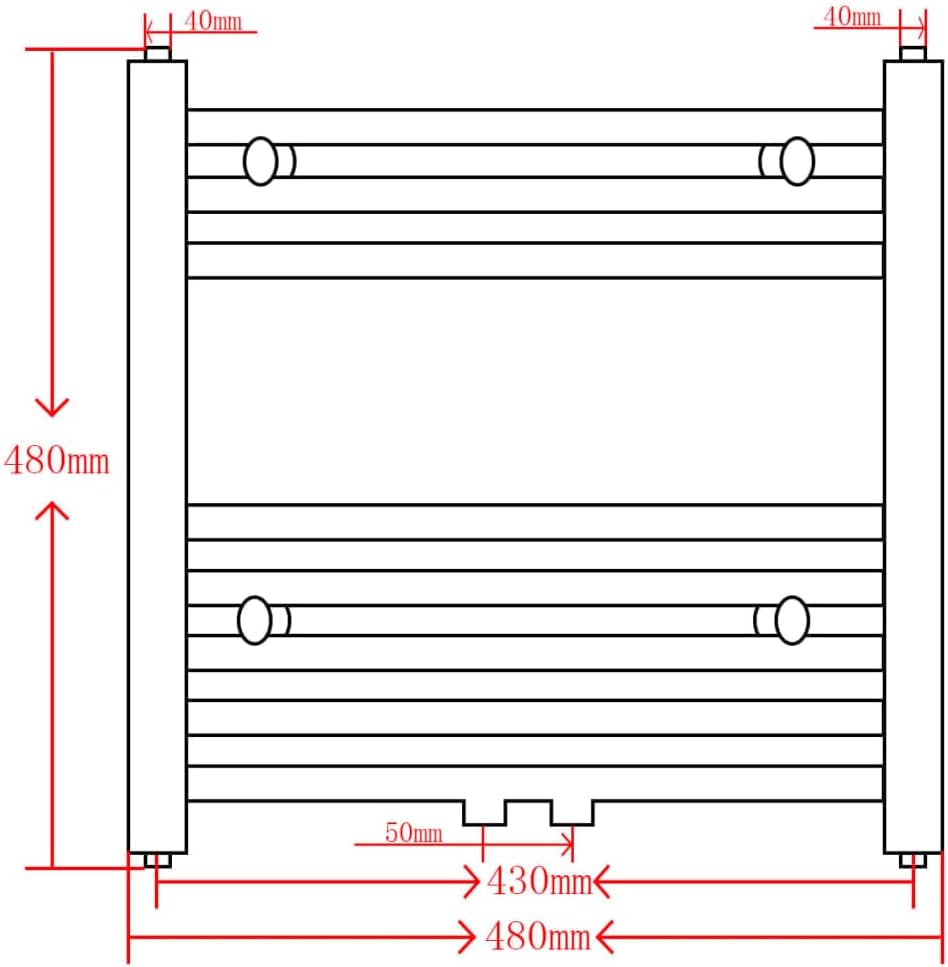 vidaXL Handtuchheizkörper Badheizkörper Badheizung Handtuchwärmer 480 x 480 mm Droit, Droit
