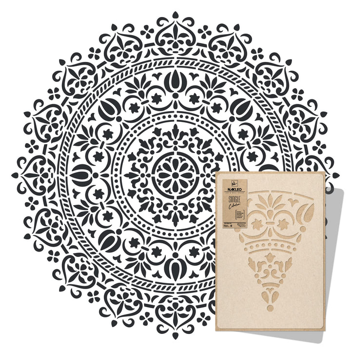 Wiederverwendbare Wandschablone aus Kunststoff // GEOMETRISCH - MANDALA #1 - BLUME // Muster Schablo
