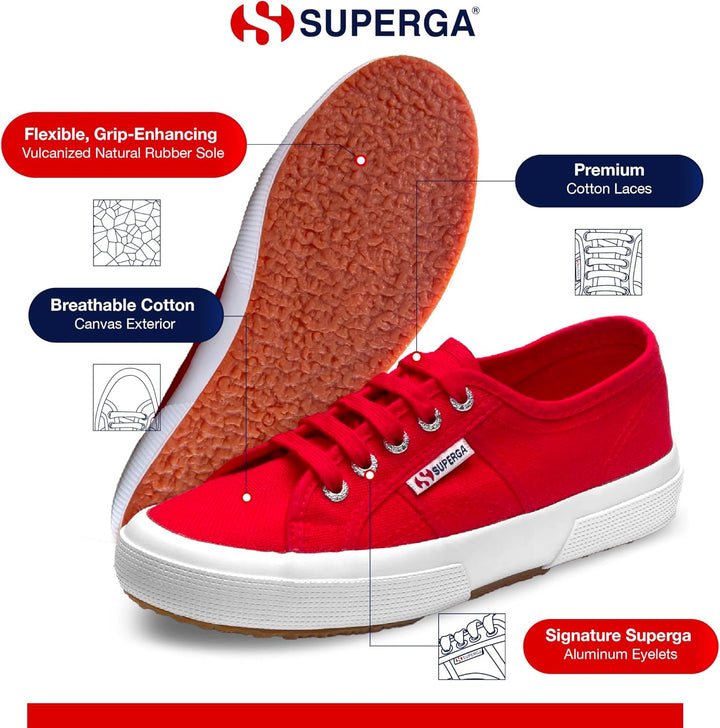 Superga 2750 Linu, Damen Schnürsneaker 39 EU Rot Red White, 39 EU Rot Red White