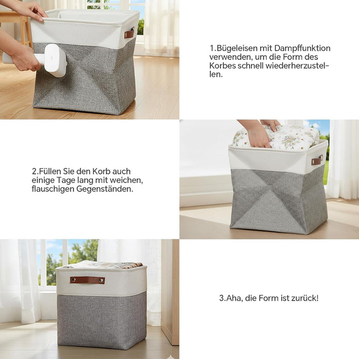 Mangata Cube Aufbewahrungsbox 4er-Set, Stoff Aufbewahrungskorb, 30cm*30cm für Schlafzimmer, Bastelra