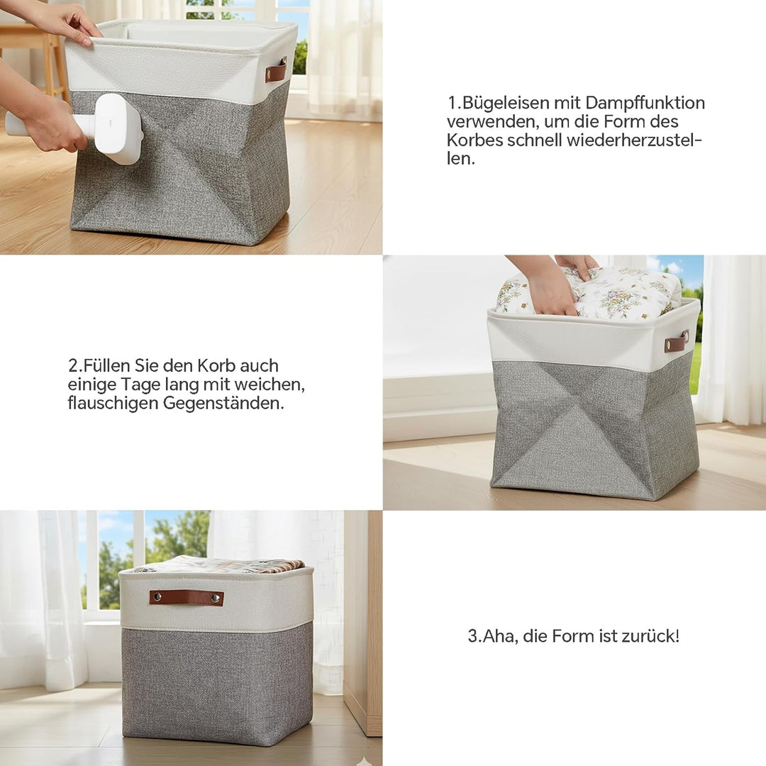 Mangata 25|28|30|33 cm Aufbewahrungsbox Stoff, Aufbewahrungskorb für Regal, Korb Aufbewahrung, 4-er