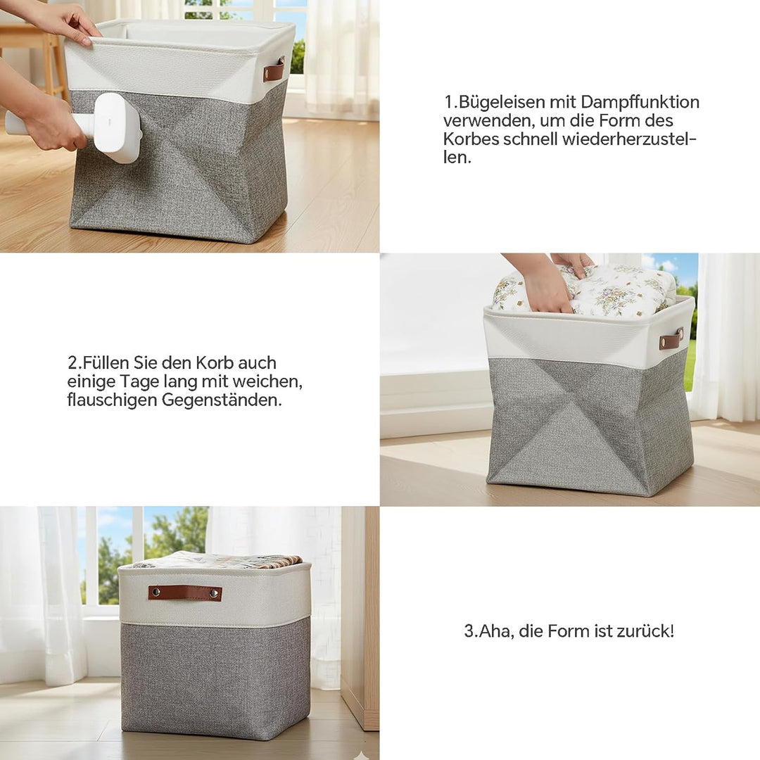 Mangata Cube Aufbewahrungsbox 4er-Set, Stoff Aufbewahrungskorb, 30cm*30cm für Schlafzimmer, Bastelra
