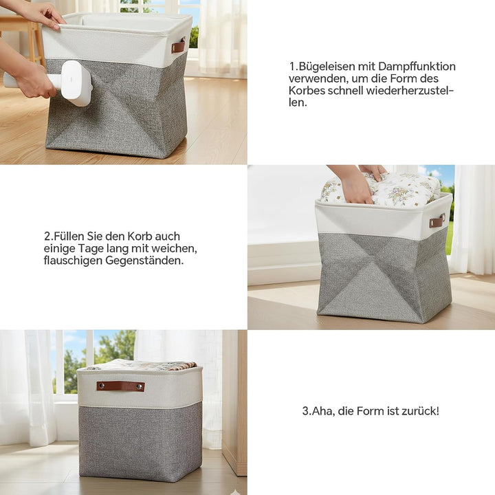 Mangata Cube Aufbewahrungsbox 4er-Set, Stoff Aufbewahrungskorb, 30cm*30cm für Schlafzimmer, Bastelra