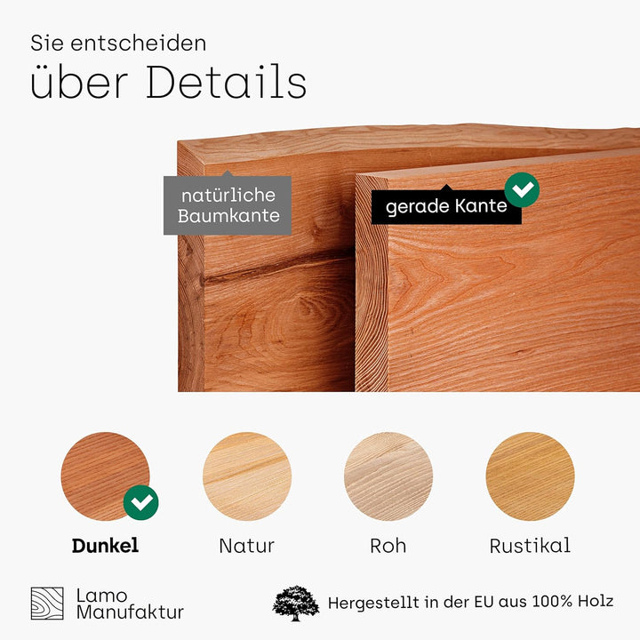 LAMO Manufaktur Holzplatte für Hocker Kinderhocker Beistelltisch Massivholz 30x30 cm, Dunkel, LHG-01