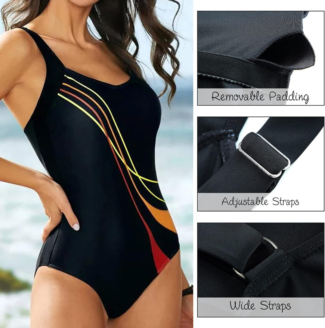 SUGSHYN Badeanzug Damen Bauchweg Bademode Push Up Einteiler Badeanzug Sport Swimsuits Monokini Schwa