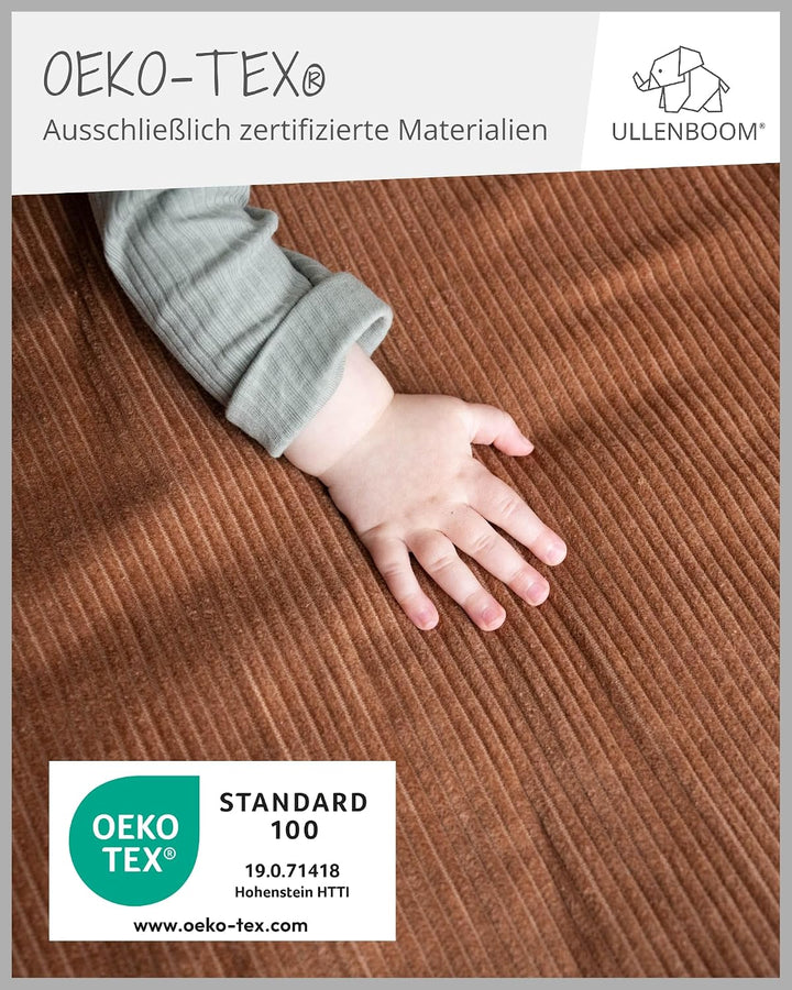 ULLENBOOM Krabbeldecke für Baby 100x100 cm - Dick und weich gepolstert Cord Caramel 100 x 100 cm, Co