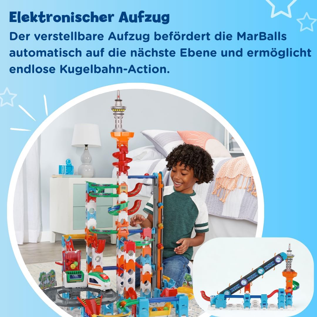 VTech Marble Rush – Super Sky Tower Set XL300 E – Interaktives Kugelbahn-Set – Für Kinder von 4-12 J