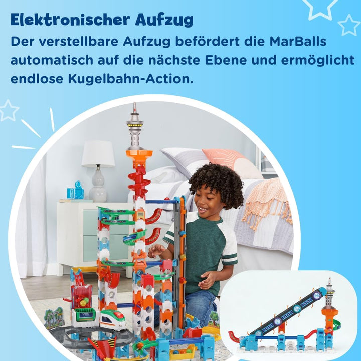VTech Marble Rush – Super Sky Tower Set XL300 E – Interaktives Kugelbahn-Set – Für Kinder von 4-12 J