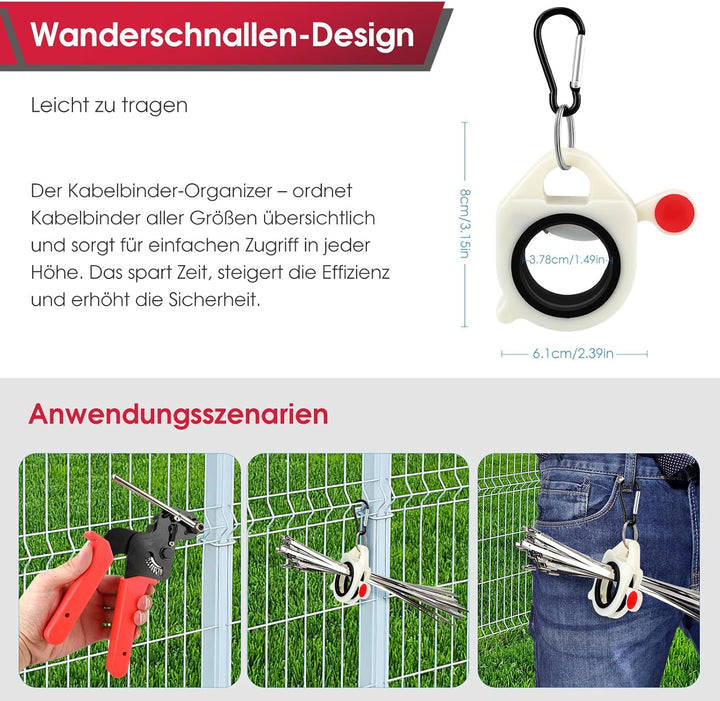 Kabelbinderzangen-Set mit 150 Kabelbindern Verstellbares Kabelbinder-Werkzeugset aus Metall zum Befe