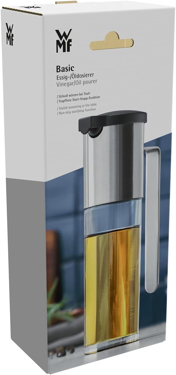WMF Basic Essig- Ölspender 120ml, Essig und Öldosierer mit Aromadeckel, Rücklauföffnung, Glasbehälte