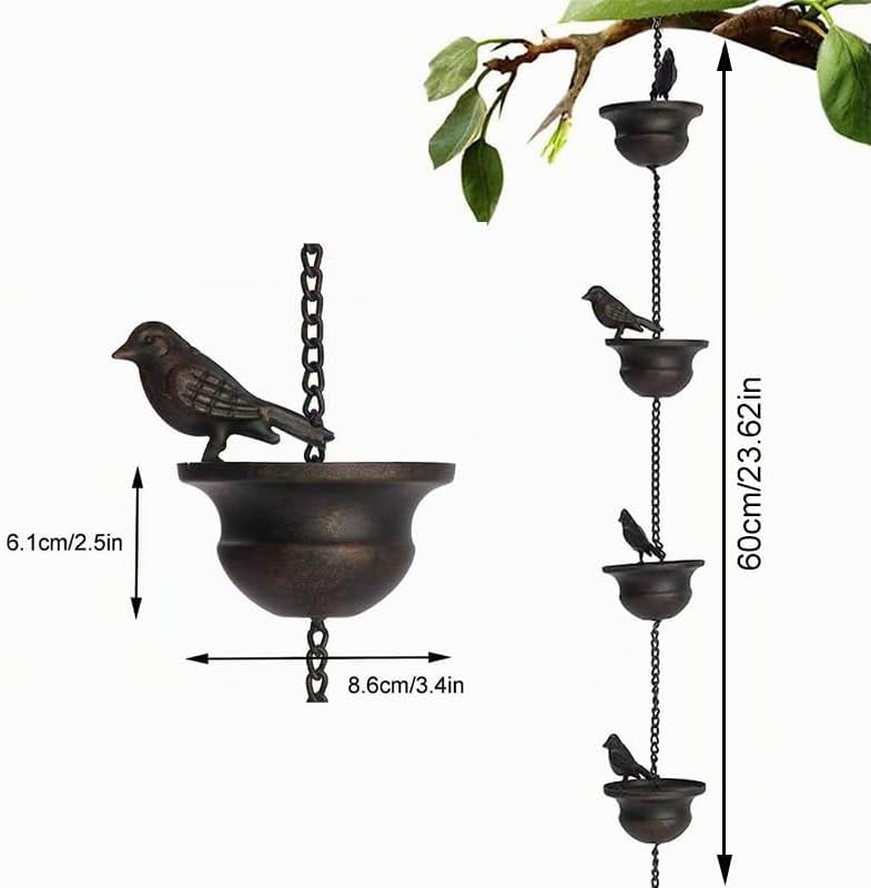 Vogel Regen Kette Metall Handwerk Garten im Freien Vogel Regen Kette Traufe Undicht Garten Retro Anh