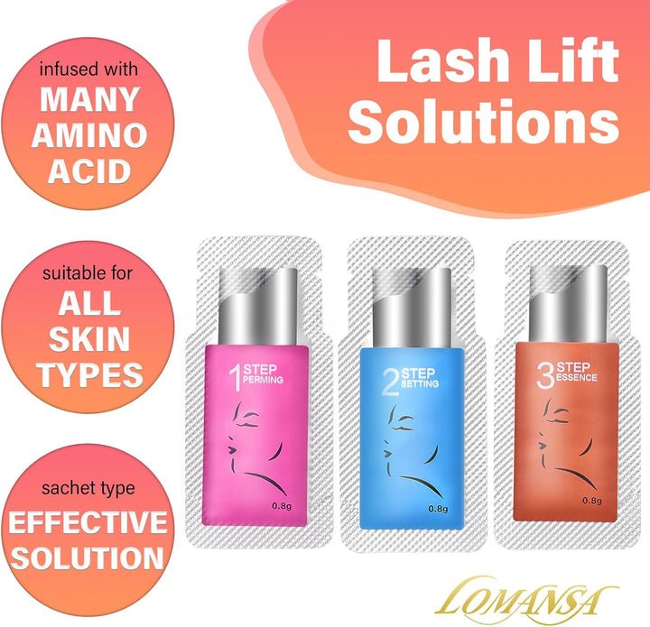 Lomansa Wimpernlifting Set, Lash Lifting Set, Sanfte, Langsam Wirkende Lotionsbeutel, Geeignet für A