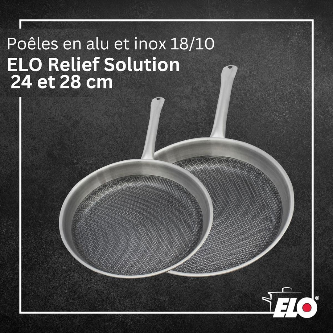 ELO 9349750 Pfannen-Set, 24 und 28 cm, Edelstahl 18-10, Pfannen ohne PFAS, induktionsgeeignet, miner