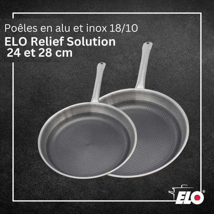 ELO 9349750 Pfannen-Set, 24 und 28 cm, Edelstahl 18-10, Pfannen ohne PFAS, induktionsgeeignet, miner