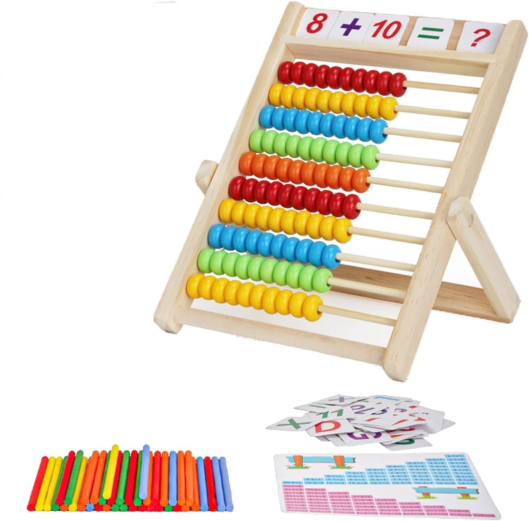 Grundschule Rechenschieber 28 X 21CM Abakus für Kinder mit Zählstäben/Zahlenalphabetkarten Rechenrah