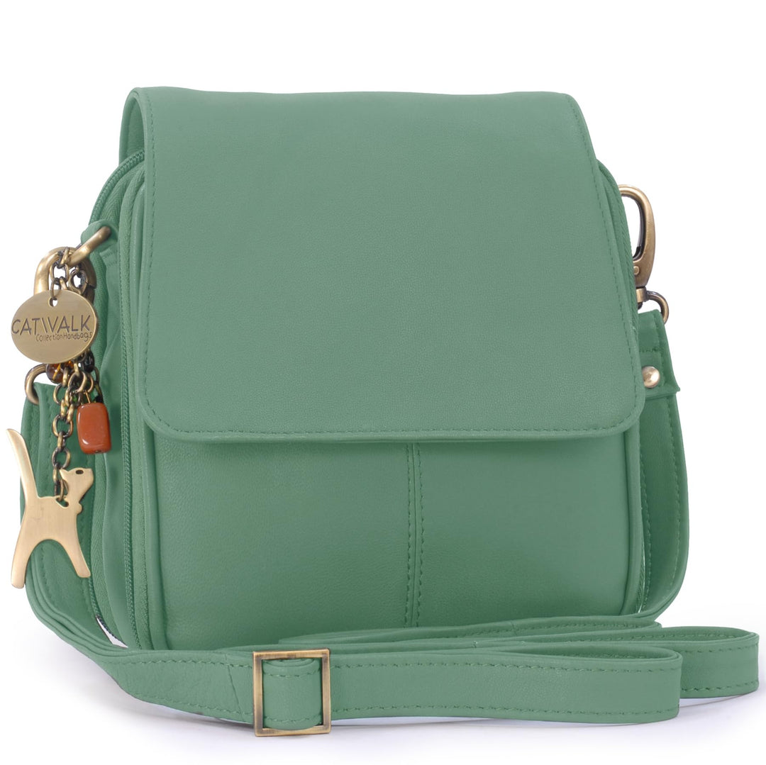 Catwalk Collection Handbags - Leder - Organizer/Umhängetasche/Schultertasche - TEAGAN Grün, Grün