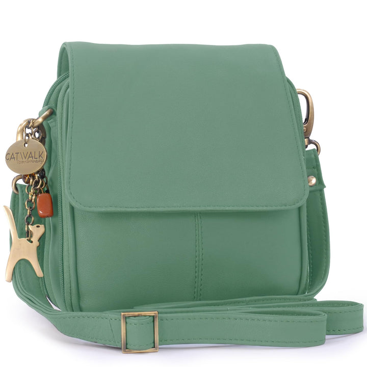 Catwalk Collection Handbags - Leder - Organizer/Umhängetasche/Schultertasche - TEAGAN Grün, Grün