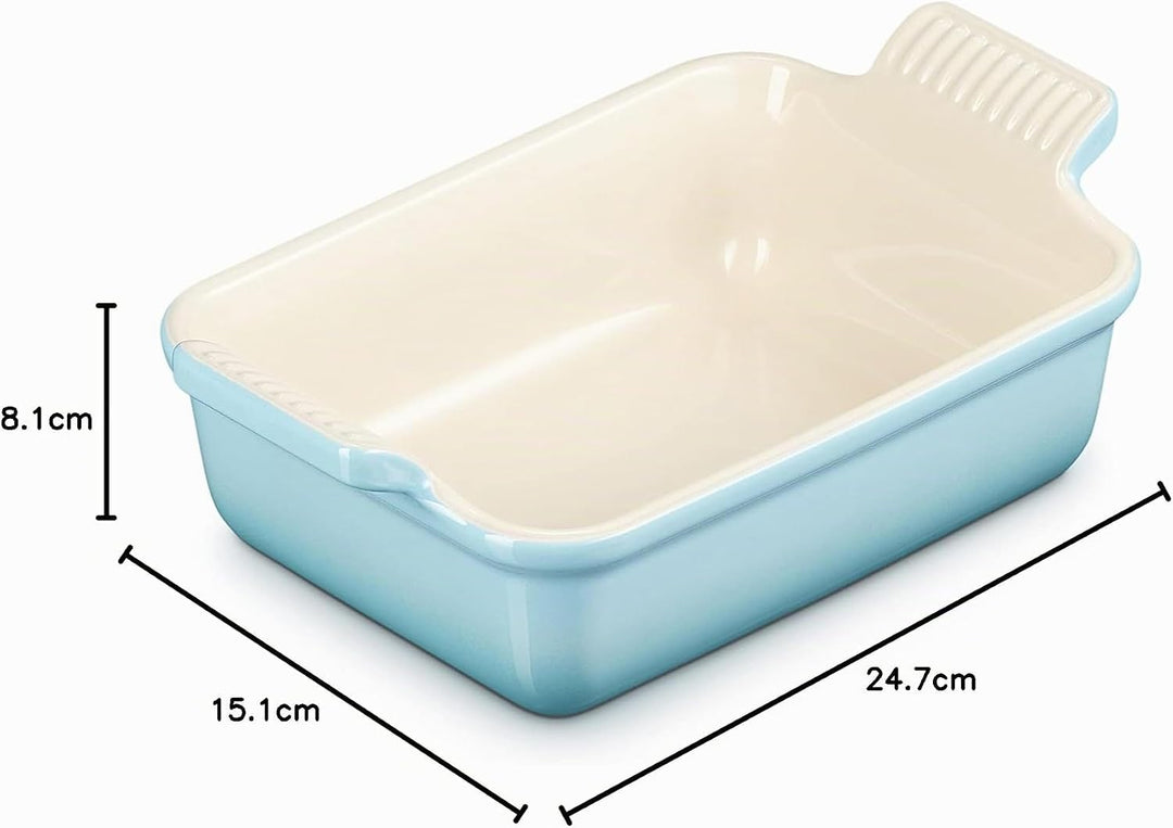 Le Creuset Rechteckige Auflaufform Tradition aus Steinzeug, 19 cm, 1.1 Liter, Karibik, 7110219170000