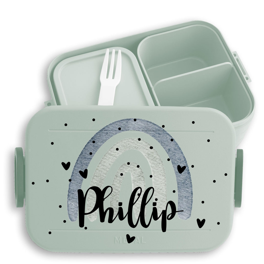 Kinder Bento Box Midi Lunchbox für Mepal Bentobox - Regenbogen Brotdose Rainbow mit Name Jausenbox I