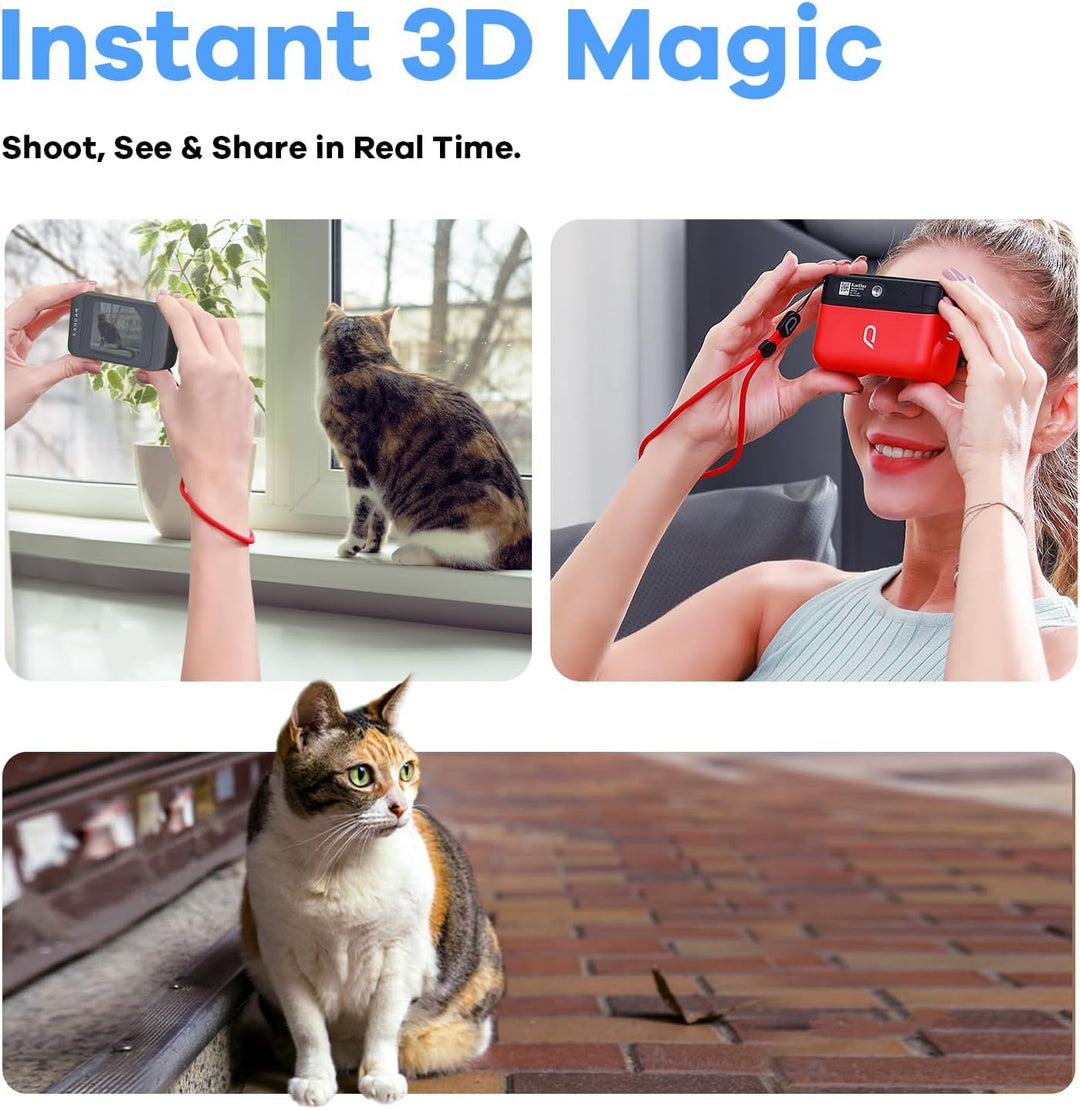 KanDao 3D-Kamera, 3D Sofortbild-Digitalkamera, 180 Grad stereoskopische Kamera, 3D-Videokamera für V