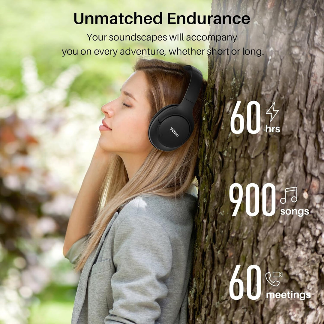 TOZO HT2 Kabelloser Bluetooth Kopfhörer Over-Ear mit Hybrid Active Noise Cancelling, 56 Stdn. Spielz