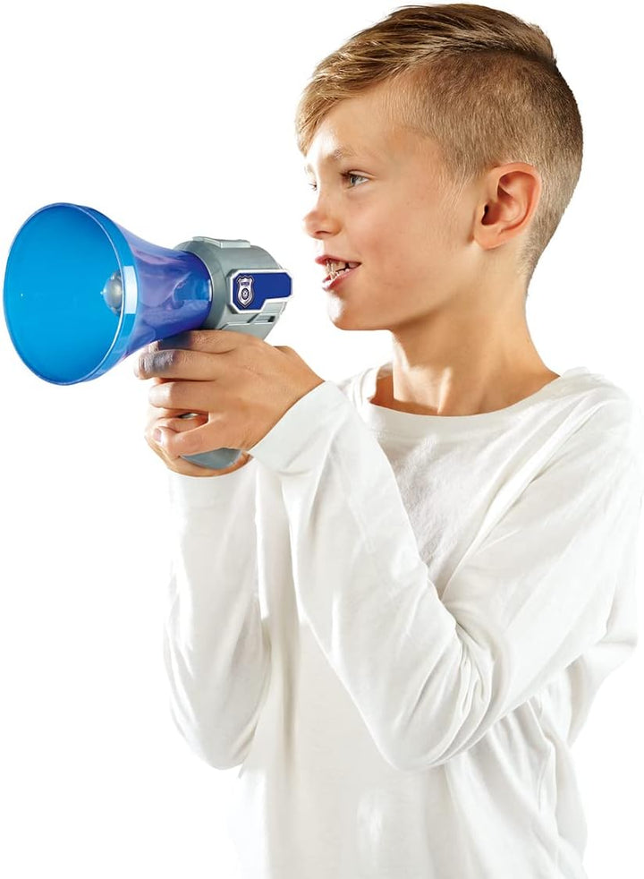 Simba 108101004 - Polizei Megafon, mit Stimmenverzehrer Funktion, Knopf für Sirenen Sound, 16cm, Rol