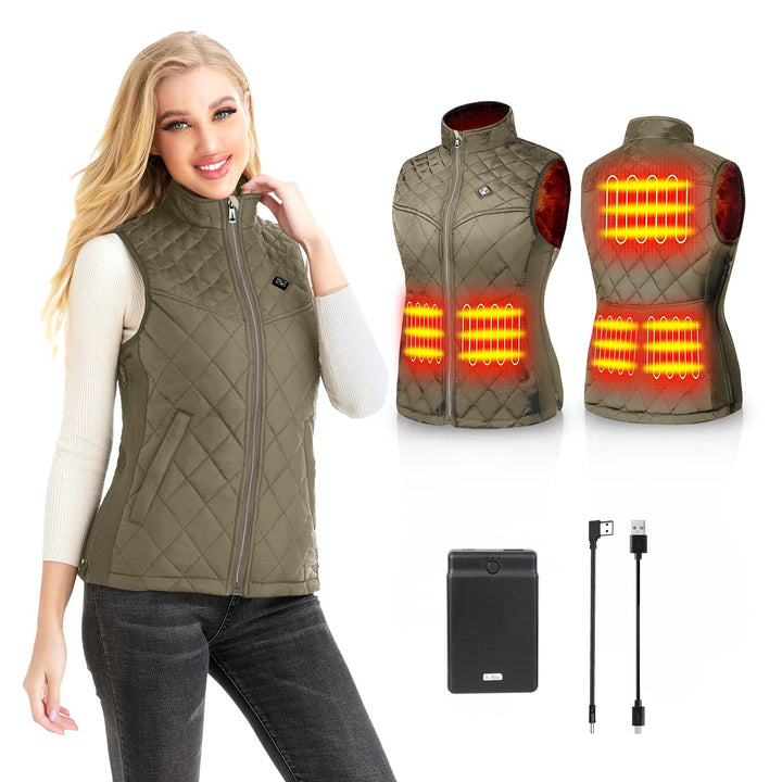 Kintiwe Beheizbare Weste, Beheizte Weste Damen Heizweste mit 12000mAh Powerbank, Beheizbare Jacke He