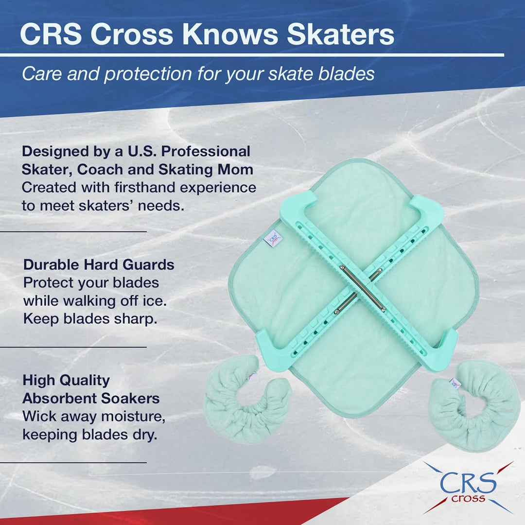 CRS Cross Skate Guards, Soakers & Towel Gift Set - Ice Skating Guards and Soft Skate Blade Covers fo