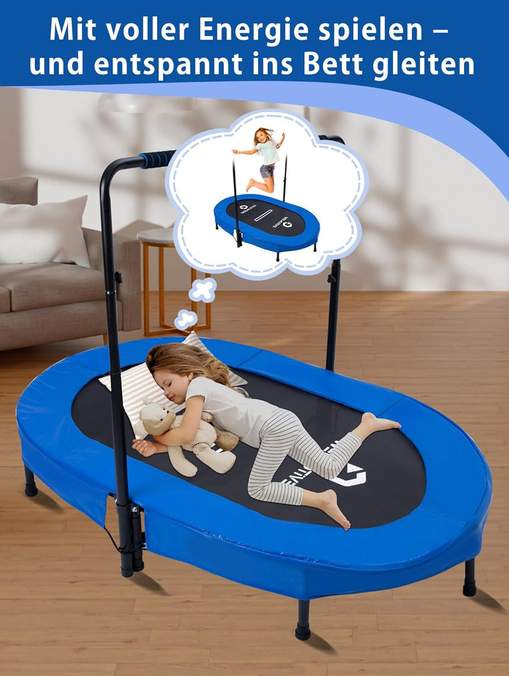Ovales Indoor Trampolin für 2 Personen geräuscharm belastbar bis 150kg Ideal für Kinder &amp; Erwachsene
