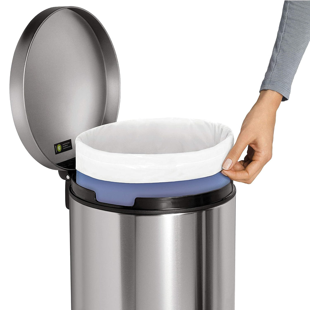simplehuman CW1810 30 Liter, runder Treteimer, Mülleimer Küche, gebürsteter Stahl, 10 Jahre Garantie
