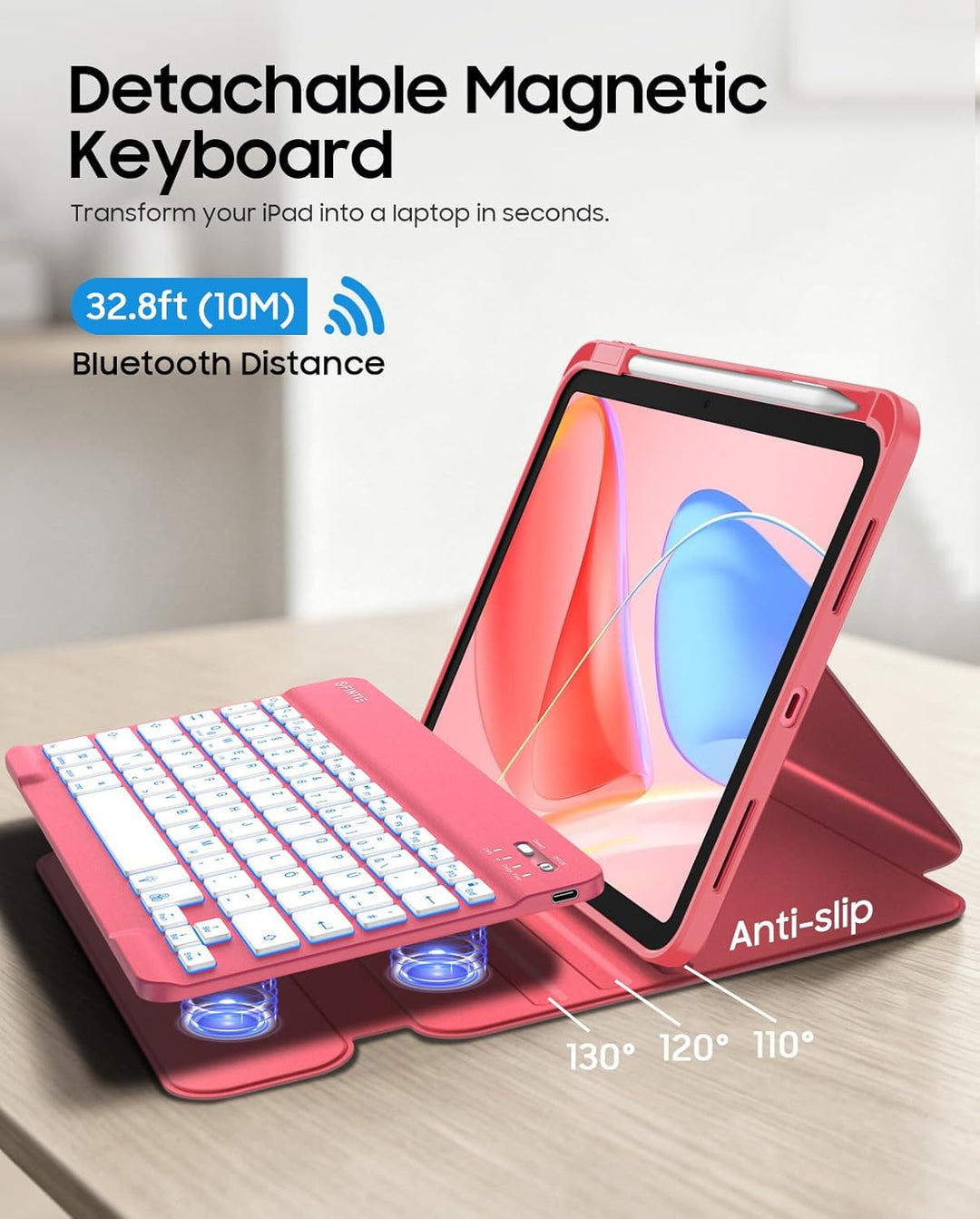 FINTIE 360° drehbare Tastatur Hülle für iPad A16 11/10 Generation 11/10,9 Zoll 2025/2022, 7-farbige