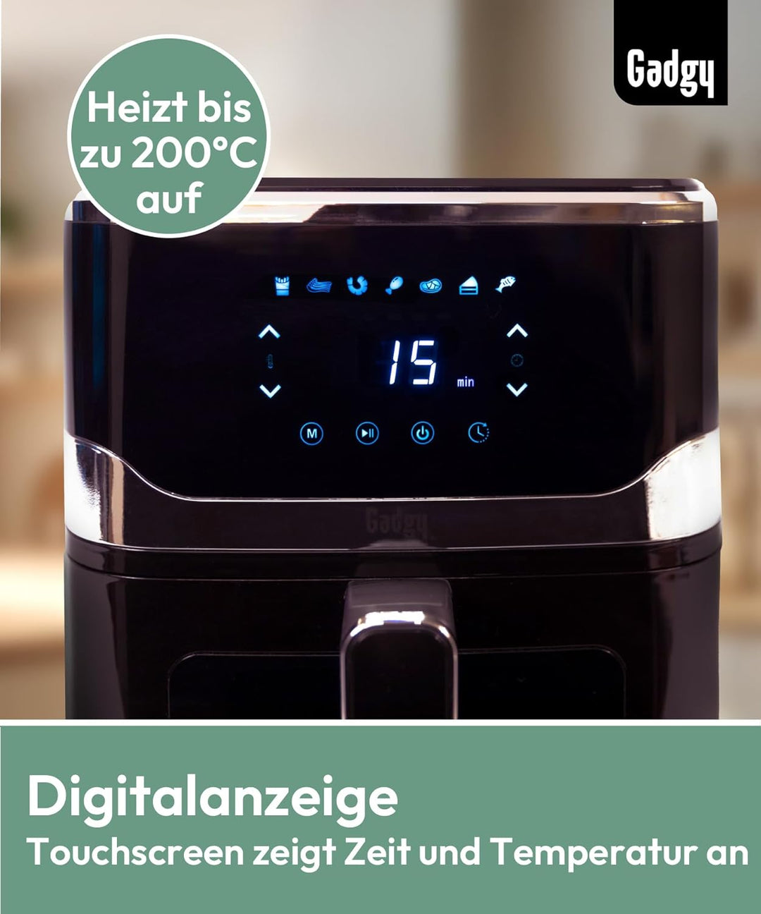 Gadgy Heissluftfritteuse mit Sichtfenster 5L - Airfryer Antihaftbeschichtung - 1400W Fritteuse ohne