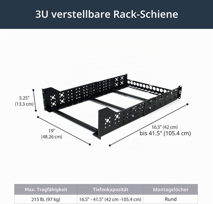 StarTech.com 3 HE Universal Server Rackschienen - TAA konforme feste Montageschienen - 19" Rackschie