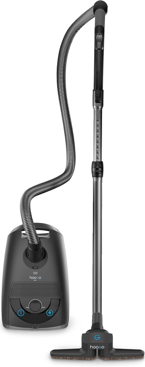 hoogo B3+ anthrazit mit Flipflop Bodendüse | Staubsauger mit Beutel | Starke 850 W Saugleistung | HE