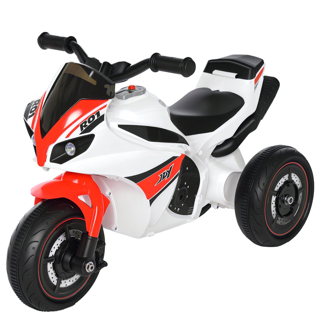 HOMCOM Rutscher Kinder-Motorad Rutscherfahrzeug Kinderfahrzeug für 18-36 Monate mit Musik Weiss 74 x