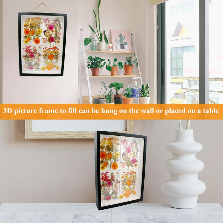 CiciIng 3D Bilderrahmen zum Befüllen, A4 Holz Bilder Rahmen mit Transparente Acrylplatte, Objektrahm