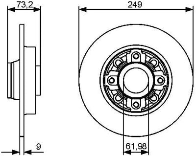 Bosch BD1290 Bremsscheiben - Hinterachse - ECE-R90 Zertifizierung - zwei Bremsscheiben pro Set