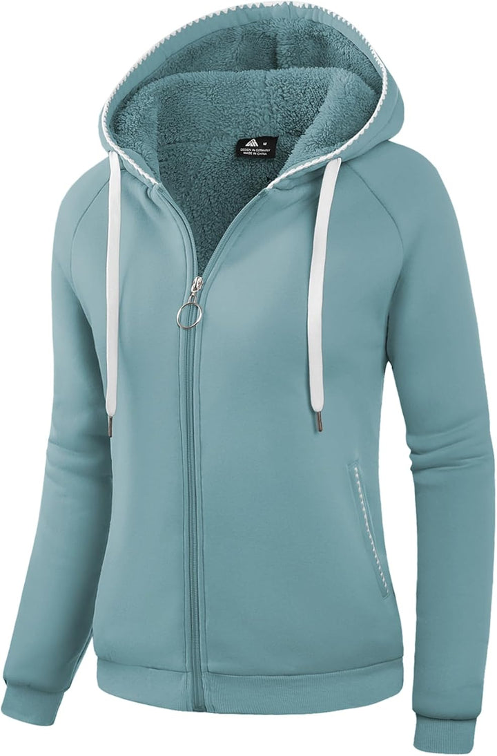 onedog Damen Kapuzenpullover Gefüttert Kapuzenjacke Sweatjacke mit Zipper Fleecejacke Damen Reissver