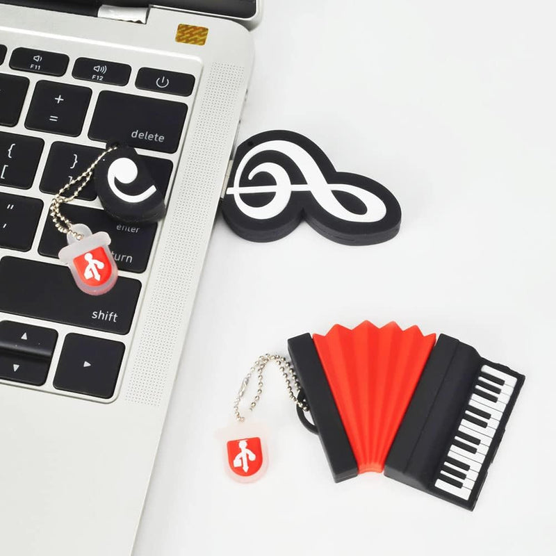 32GB*5 USB-Stick USB-Flash-Laufwerk Akkordeon*2/Saxophon/Klavier/Note, Memory Stick Cartoon Speicher