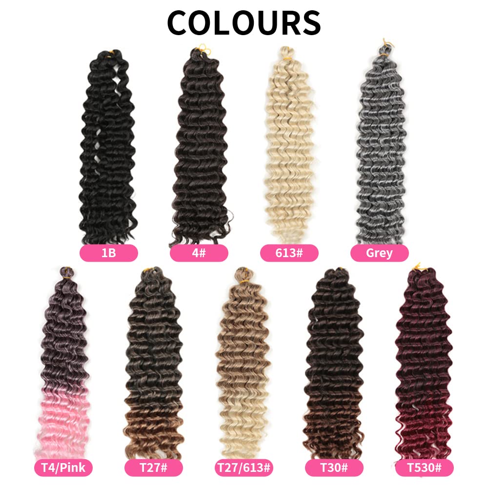 22 Zoll Deep Twist Häkelhaar 6 Packungen Ocean Wave Curly Bohemian Crochet Braids Deep Wave Haarbünd