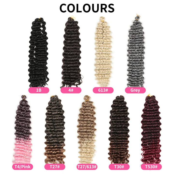 22 Zoll Deep Twist Häkelhaar 6 Packungen Ocean Wave Curly Bohemian Crochet Braids Deep Wave Haarbünd