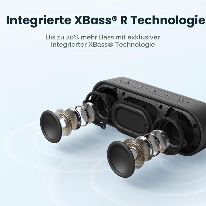 Tribit Bluetooth-Lautsprecher, XSound Go-Lautsprecher mit 16W lautem Klang und tieferem Bass, 24 Stu