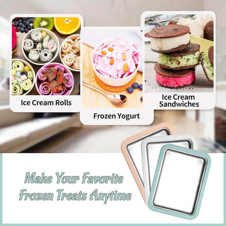 climafusion Eisplatte Eis Rolls zum Eis Machen DIY, Ice Cream Machine rolls maker mit 2 Spateln, Gel