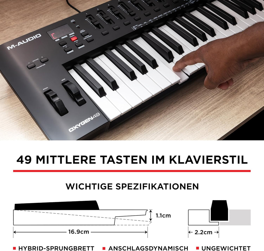 M-Audio Oxygen 49 V – 49-Tasten USB MIDI Keyboard Controller mit Beat Pads, Smart Chord & Scale Modi