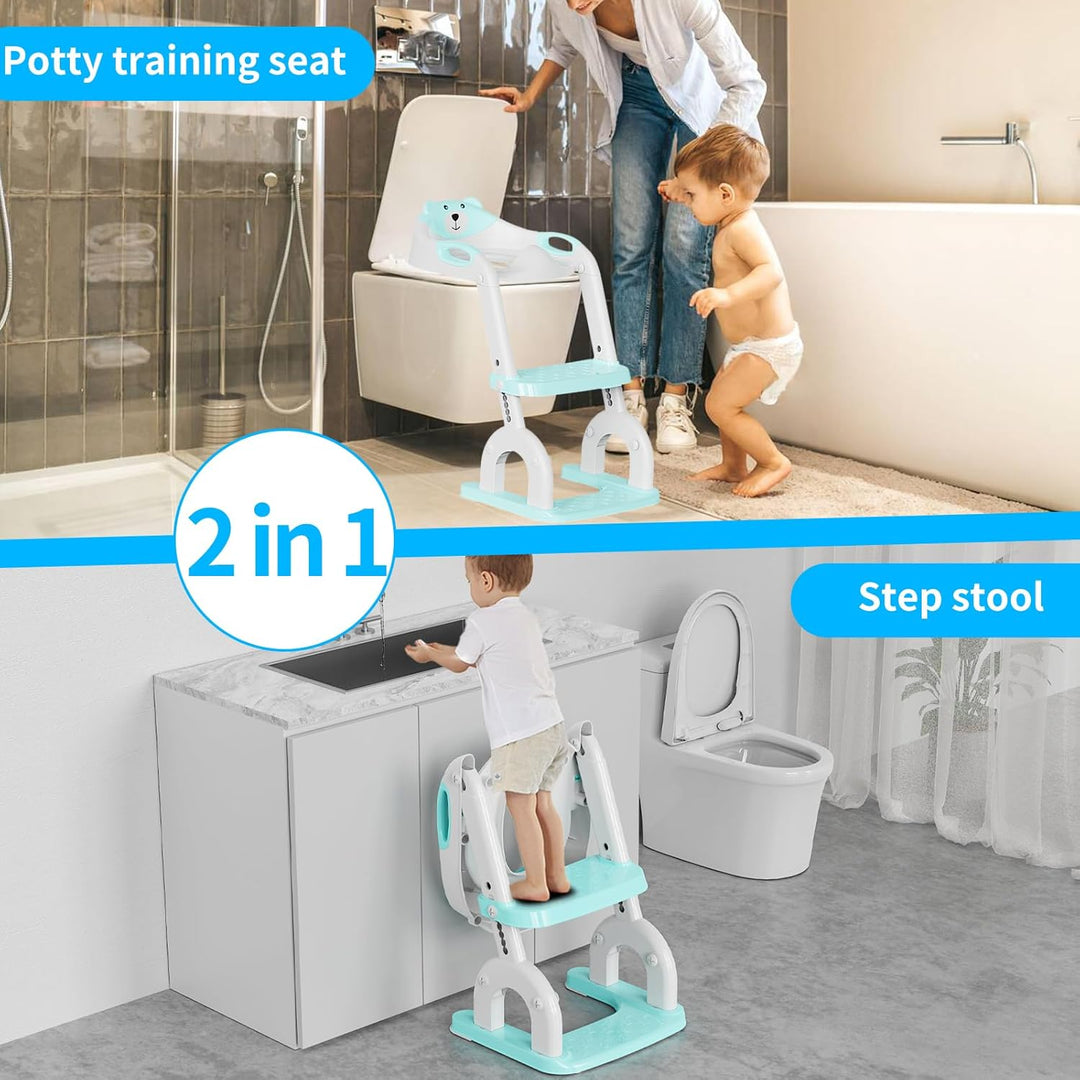 Toilettensitz Kinder mit Treppe, Upgraded WC Aufsatz für Kinder für Jungen und Mädchen, 2-in-1 Toile