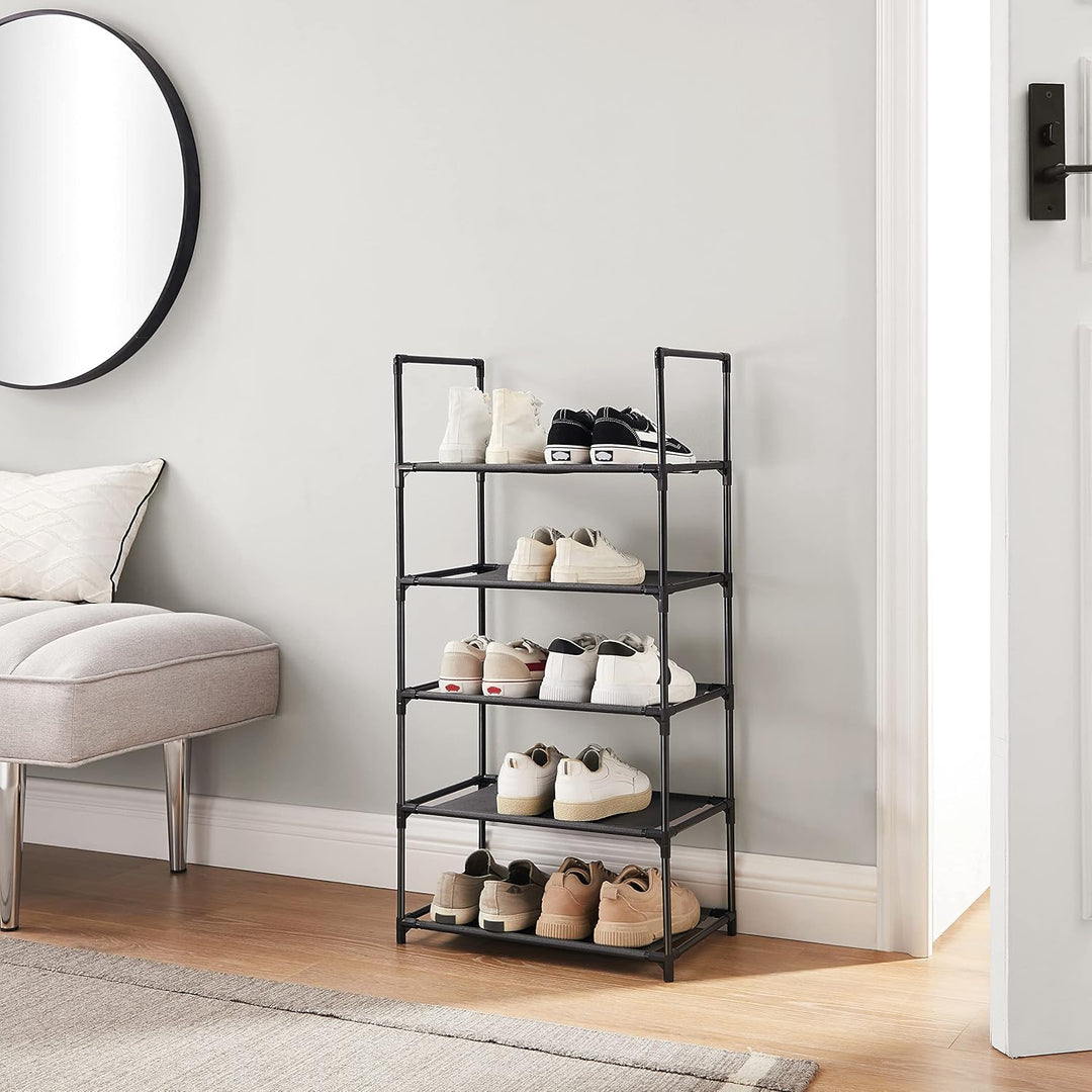 SONGMICS Schuhregal, 5 Ebenen, Schuhablage, Schuhaufbewahrung, schmal, 28 x 45 x 89 cm, Metallgestel